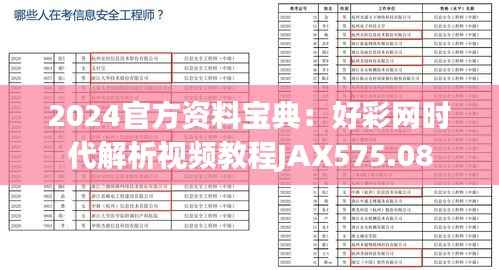2024官方资料宝典:好彩网时代解析视频教程JAX575.08