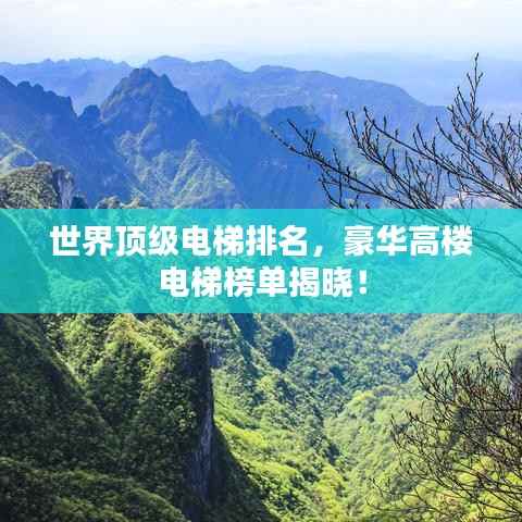 世界顶级电梯排名,豪华高楼电梯榜单揭晓!