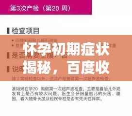 怀孕初期症状揭秘,百度收录的解答都在这里